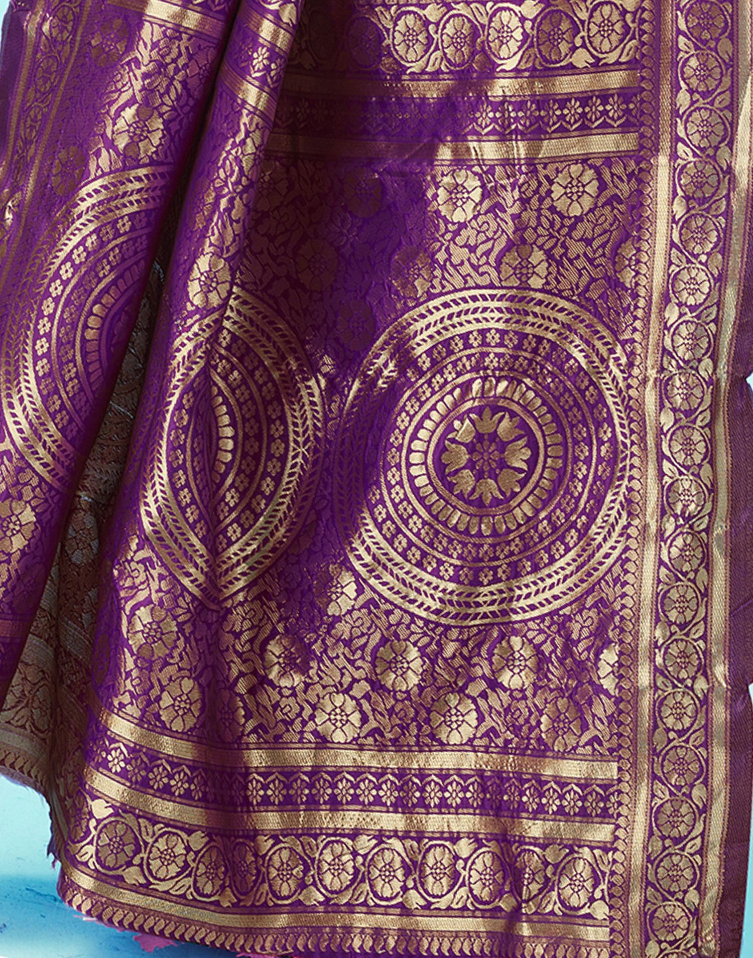 B1G1 Dark Purple Jacquard Silk Saree