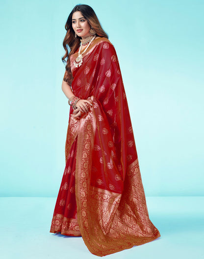 Red Jacquard Silk Saree