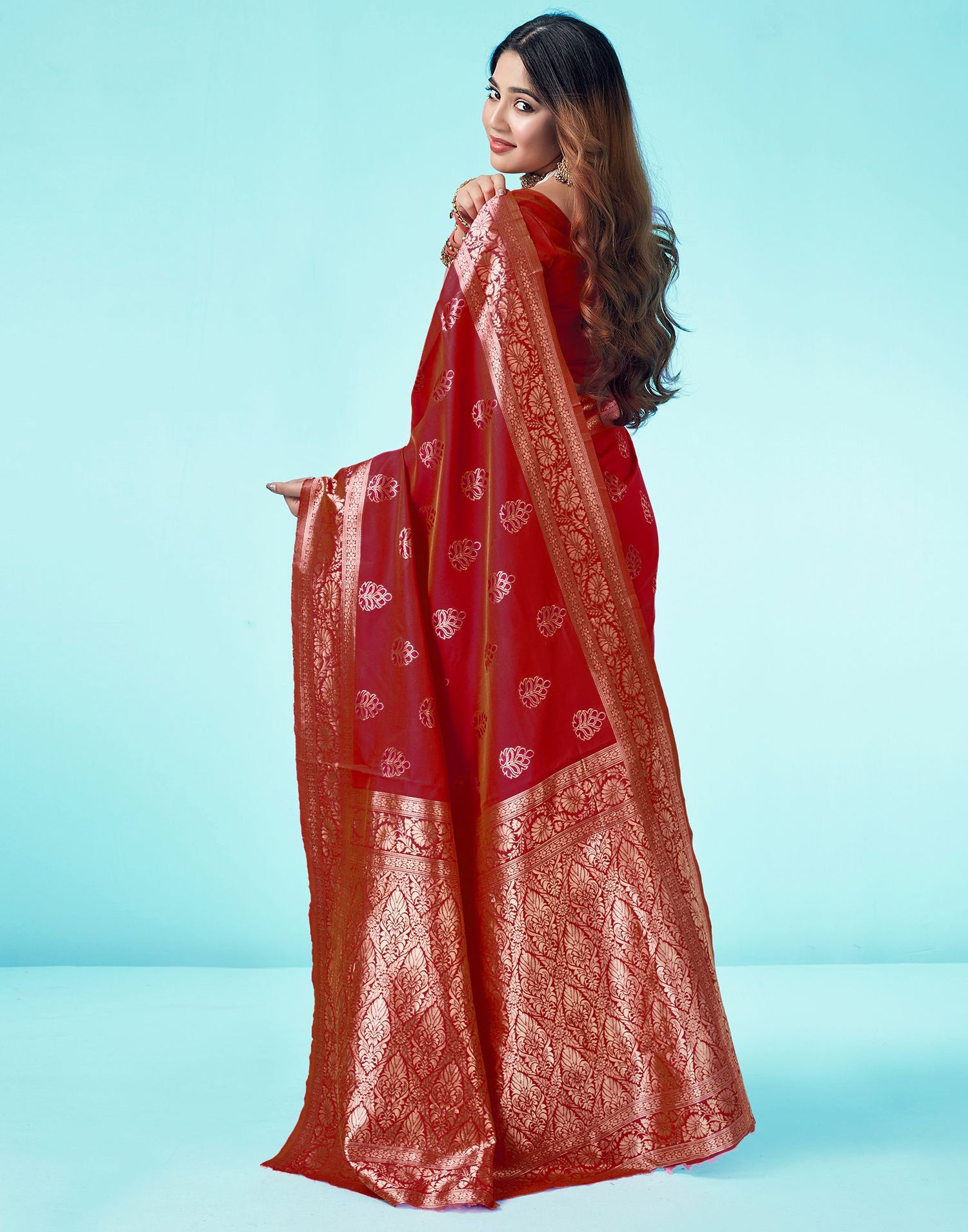 Red Jacquard Silk Saree