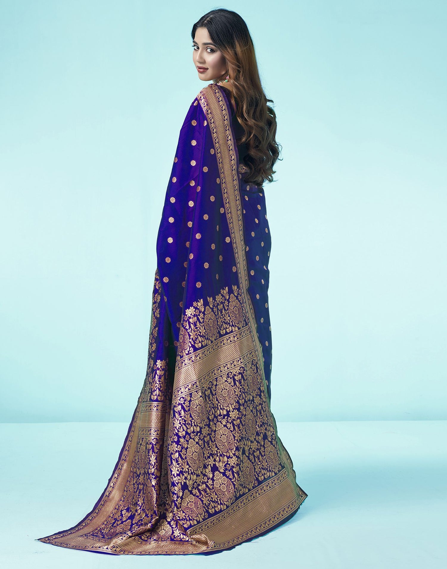 Royal Blue Jacquard Silk Saree