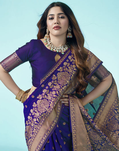 Royal Blue Jacquard Silk Saree