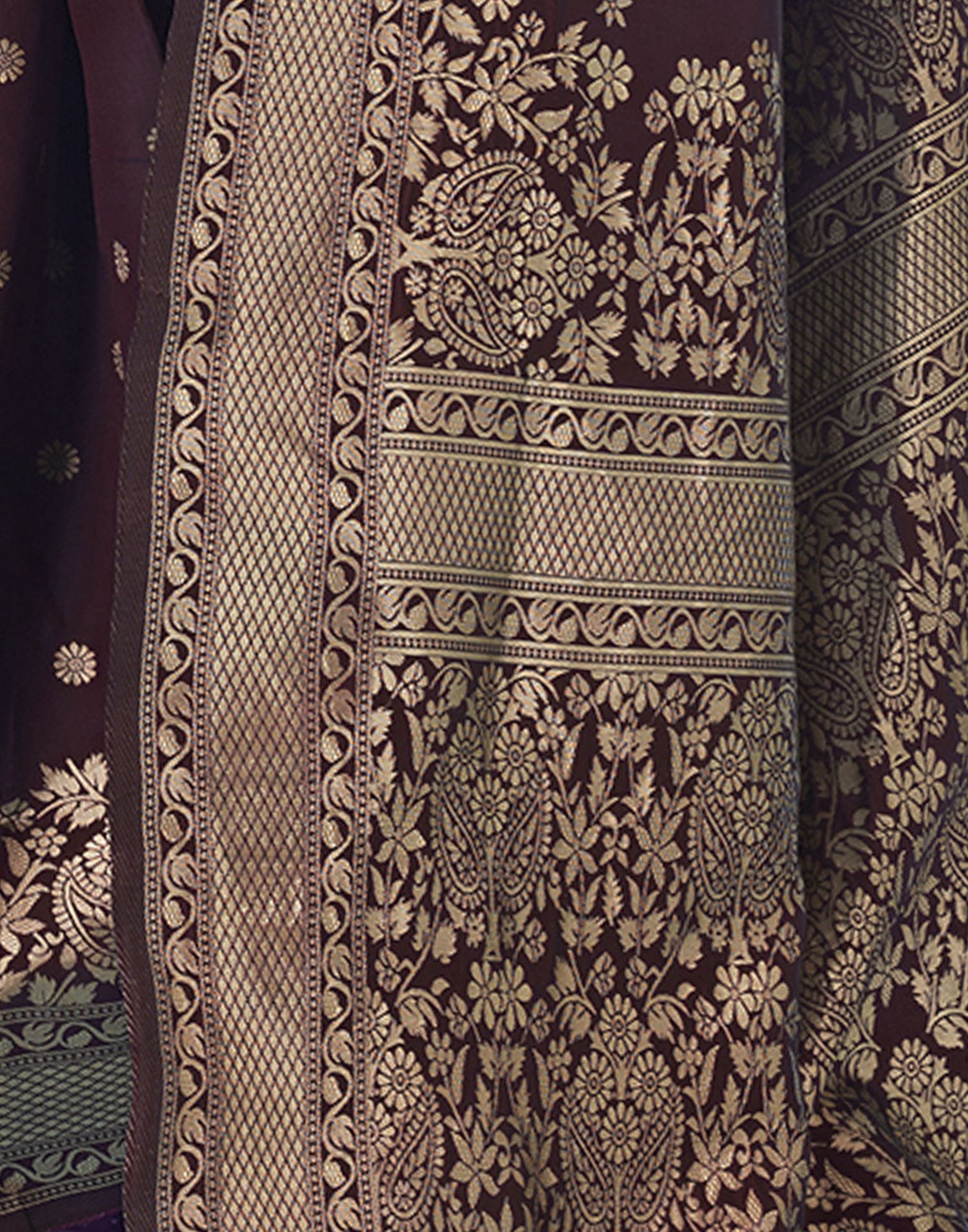 Brown Jacquard Silk Saree