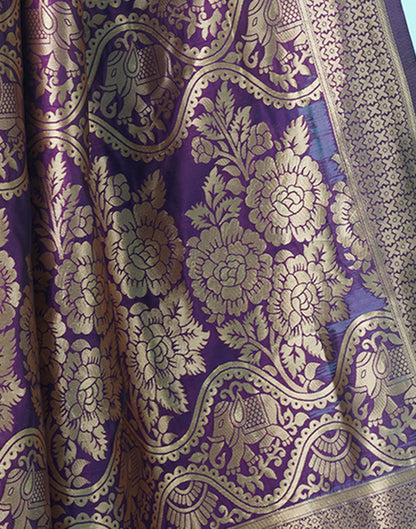 Dark Purple Banarasi Silk Saree