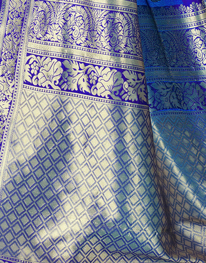 B1G1 Royal Blue Jacquard Silk Saree