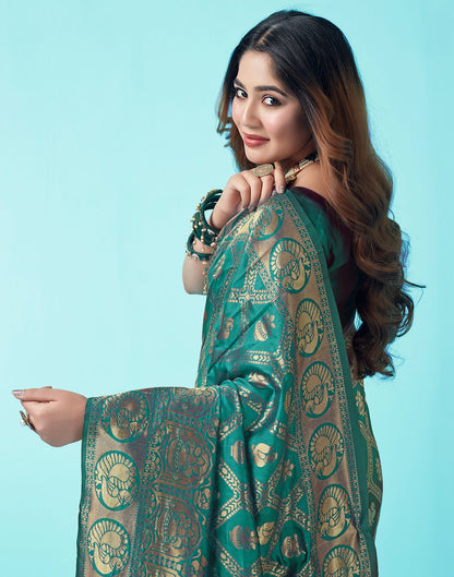 Rama Green Jacquard Silk Saree