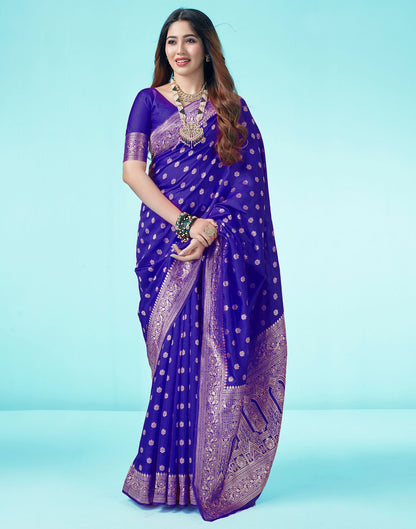 Royal Blue Jacquard Silk Saree