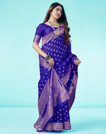 Royal Blue Jacquard Silk Saree