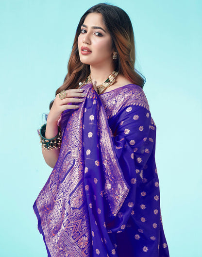 Royal Blue Jacquard Silk Saree