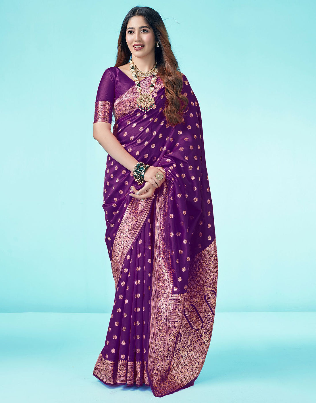 Dark Purple Jacquard Silk Saree