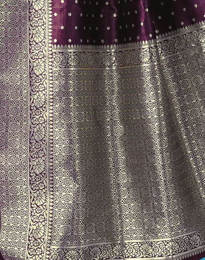 Wine Silk Blend Woven Kanjivaram Saree