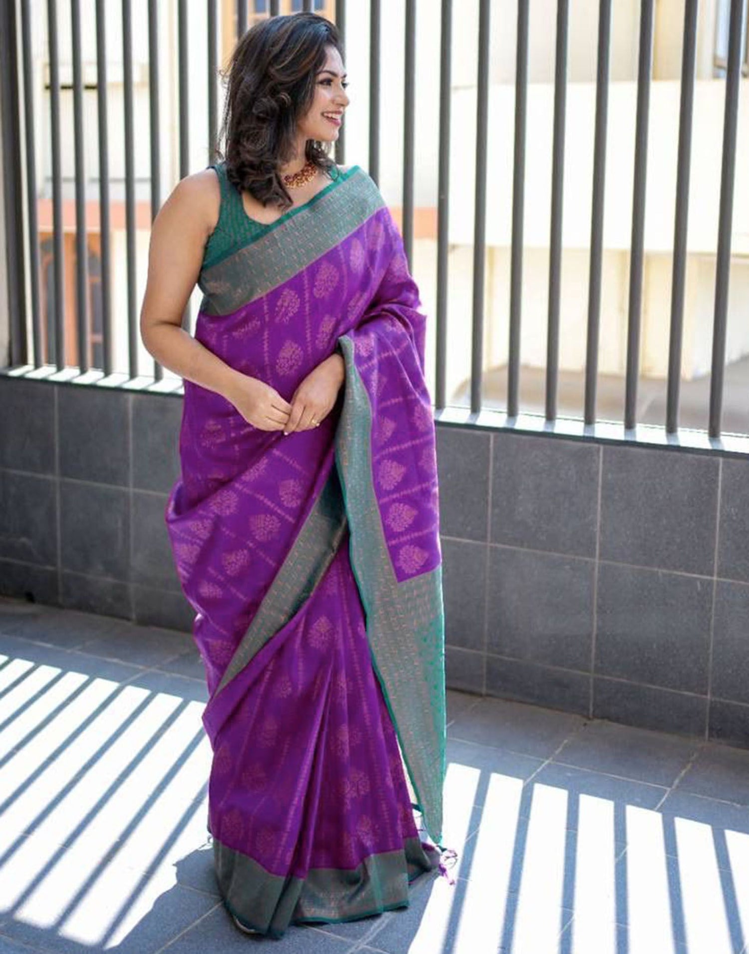 Purple Jacquard Silk Saree