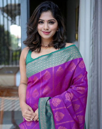 Purple Jacquard Silk Saree