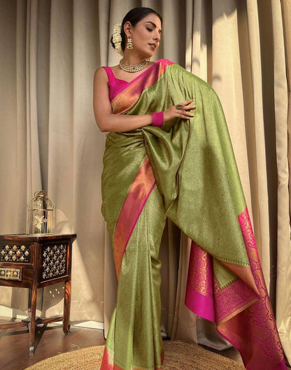 Mint Green Jacquard Silk Saree