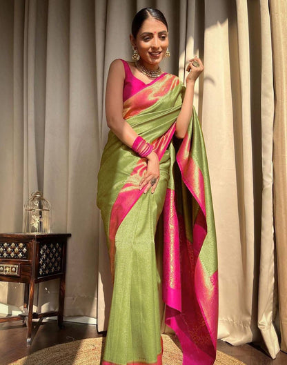 Mint Green Jacquard Silk Saree