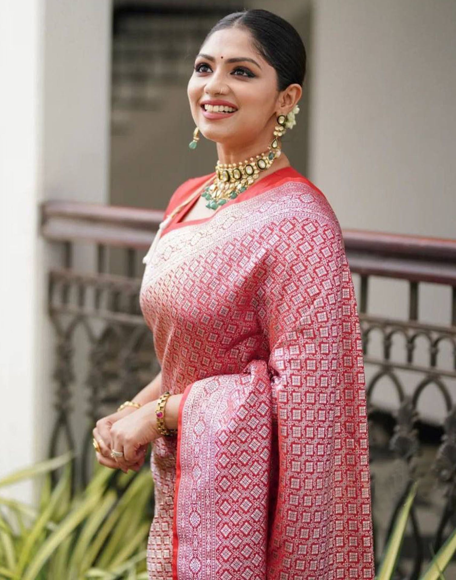 Red Jacquard Silk Saree