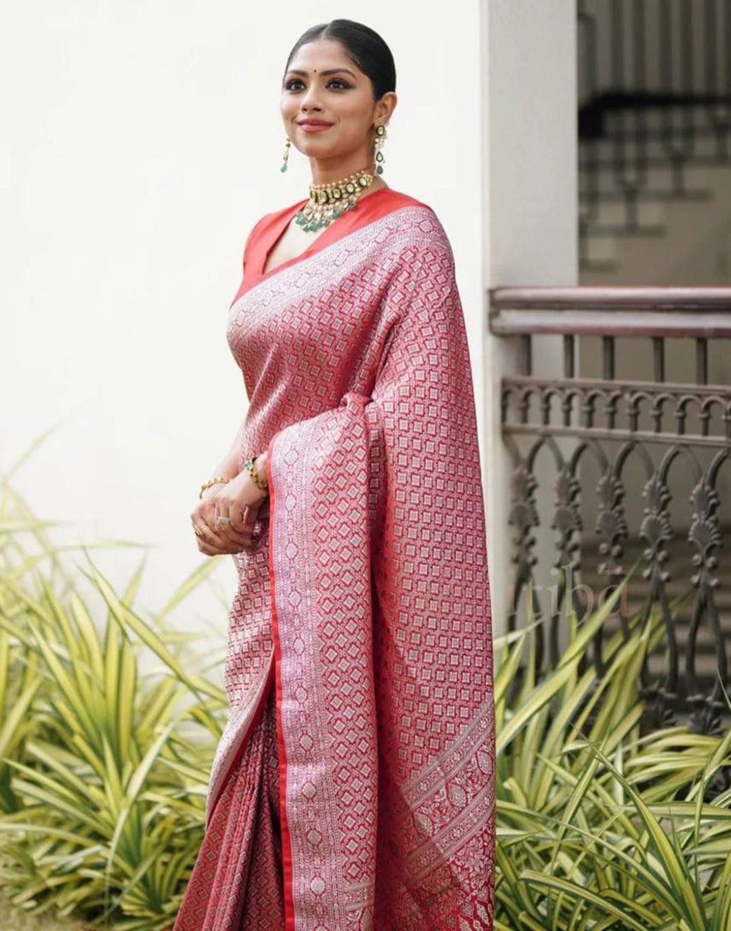 Red Jacquard Silk Saree