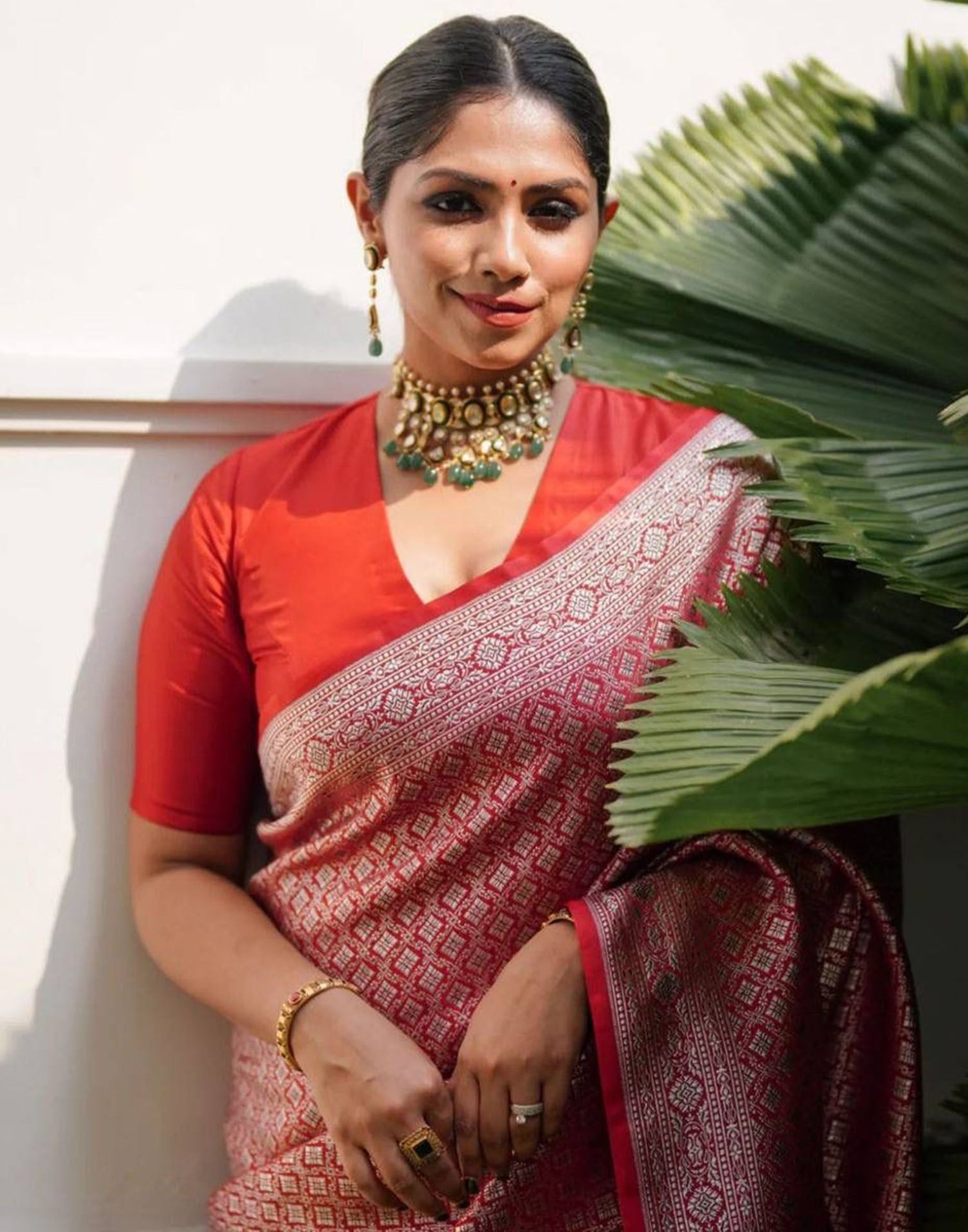 Red Jacquard Silk Saree