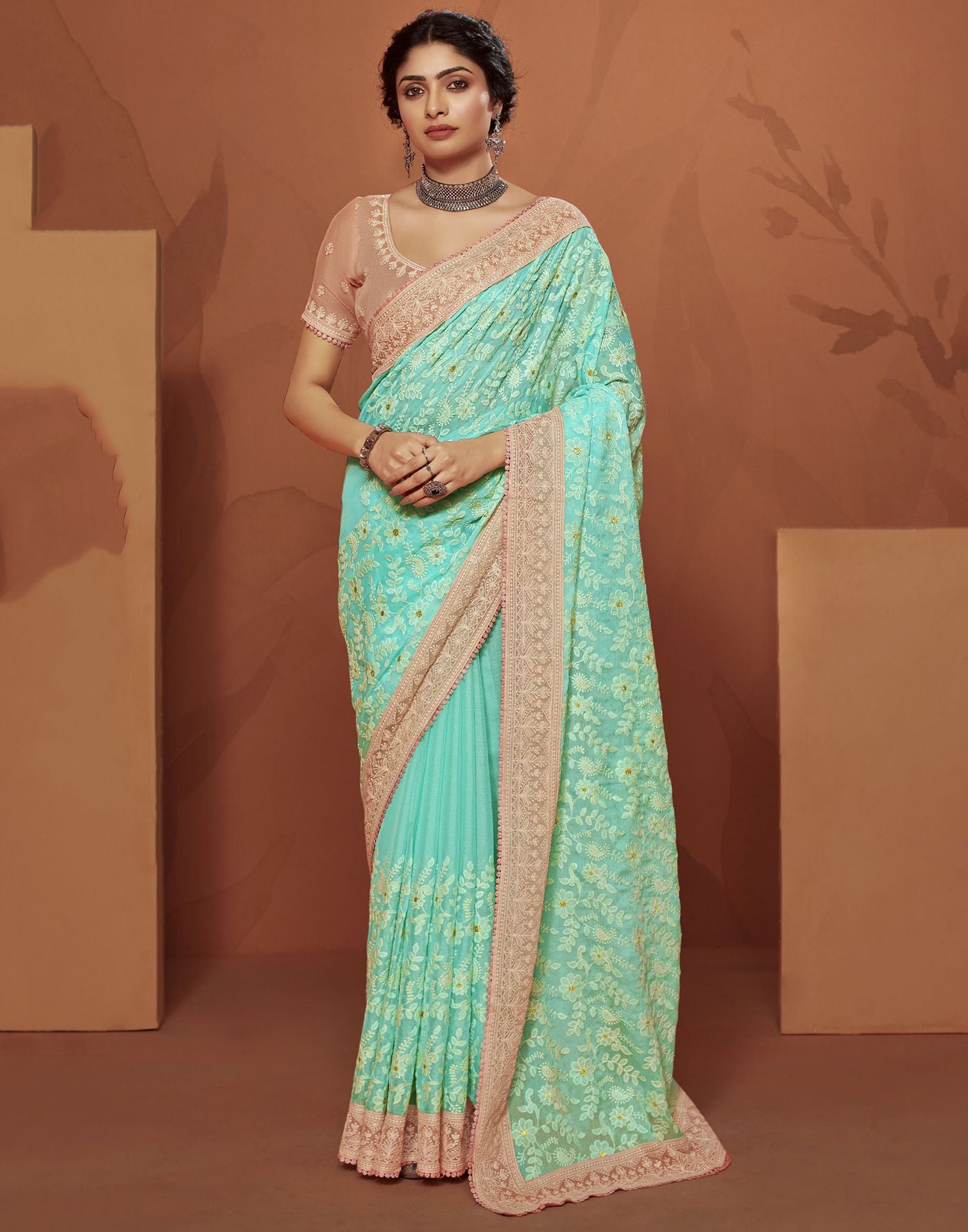 Digital Printed Chiffon Saree in Light Green | Casual saree, Print chiffon, Chiffon  saree