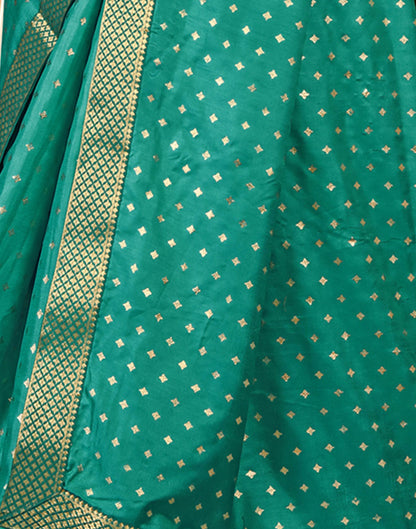 Turqouise Printed Silk Saree