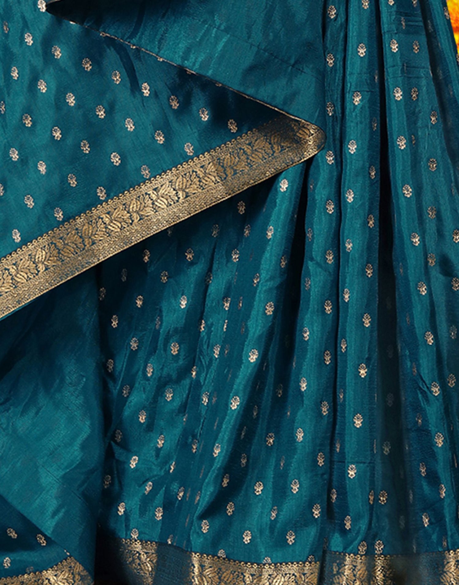 Sea Blue Printed Silk Saree