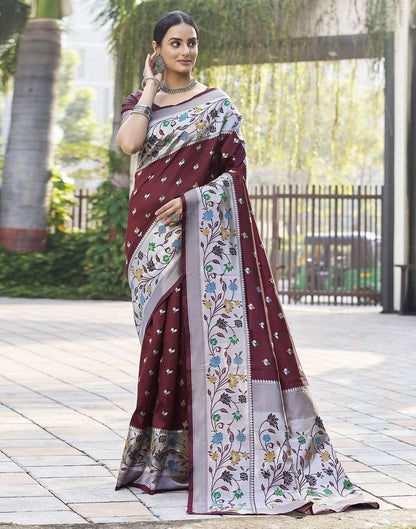 Silver Paithani Silk Saree