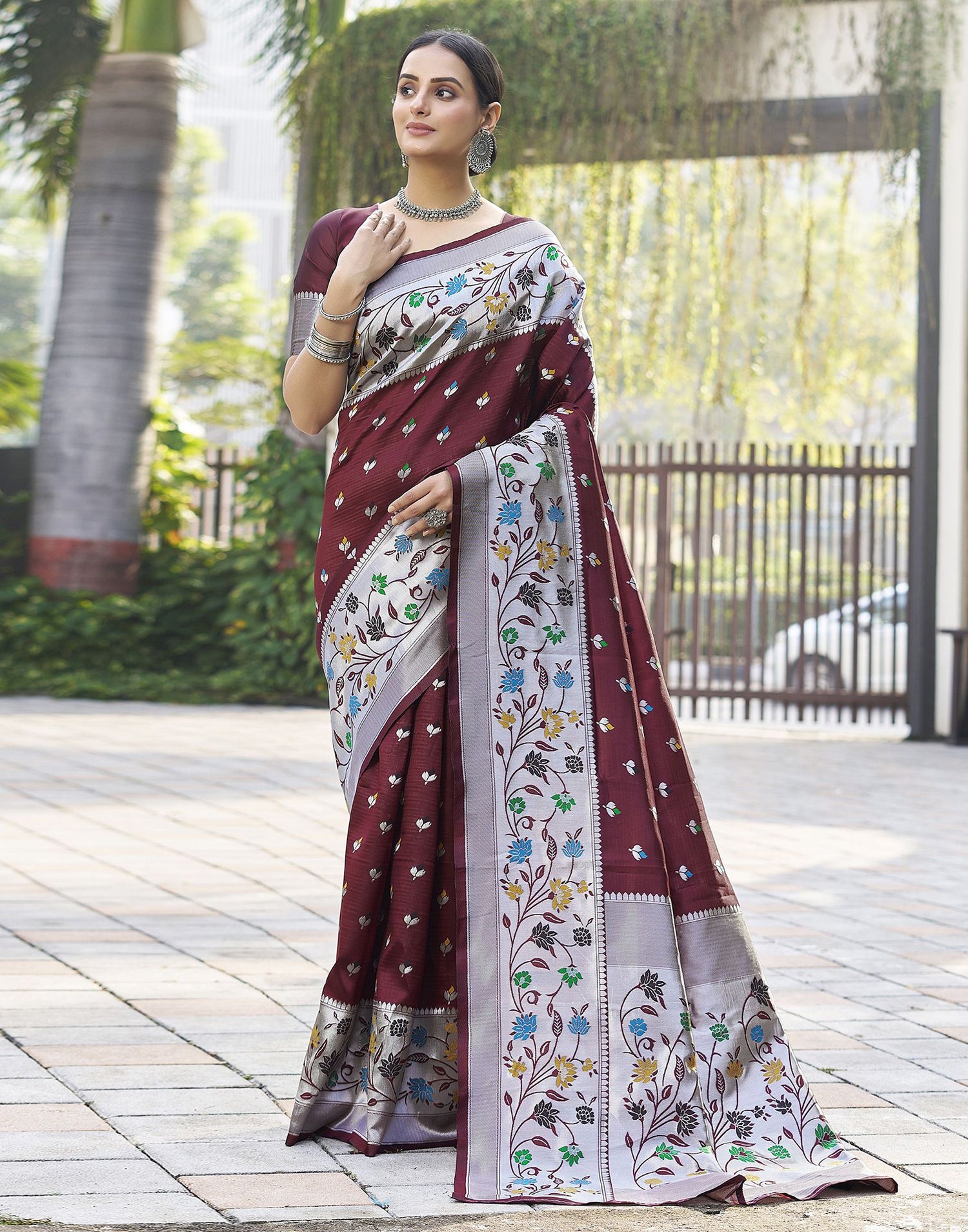 Silver Paithani Silk Saree