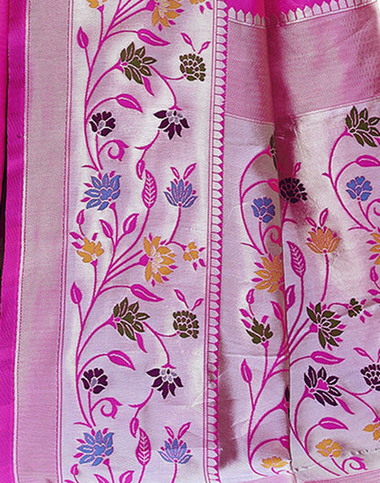 Pink Jacquard Silk Saree