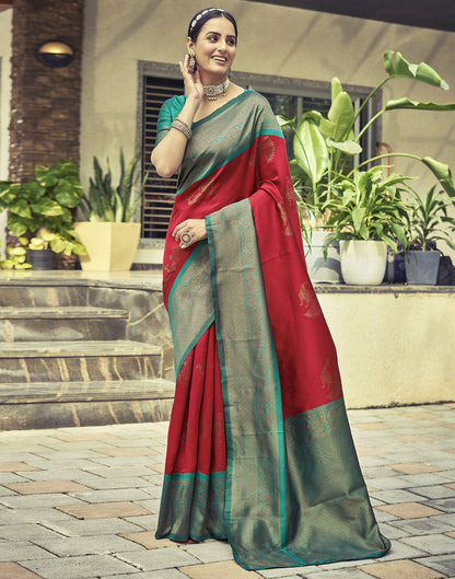 Rama Green Jacquard Silk Saree