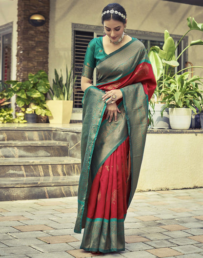 Rama Green Jacquard Silk Saree