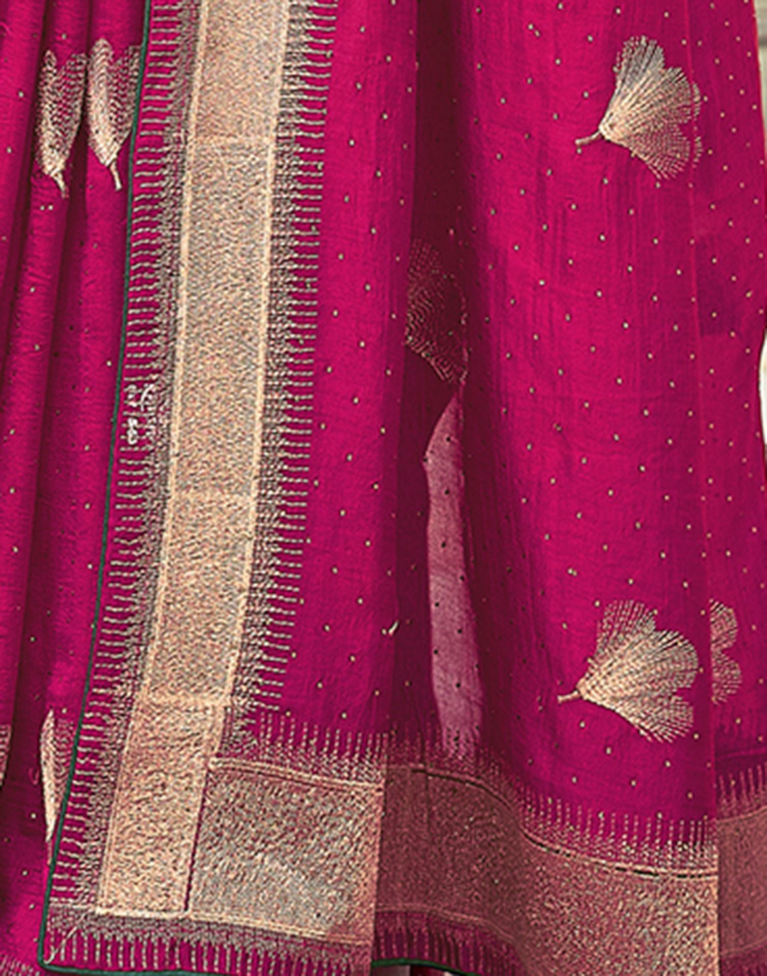 Rani Pink Plain Silk Saree