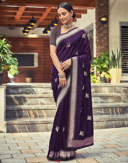 Dark Purple Plain Silk Saree