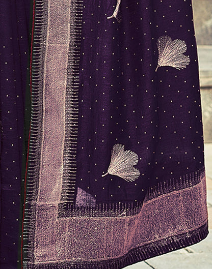 Dark Purple Plain Silk Saree