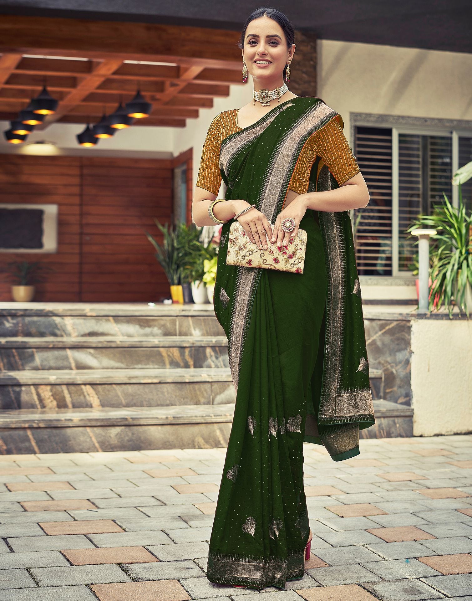 Mehndi Green Plain Silk Saree