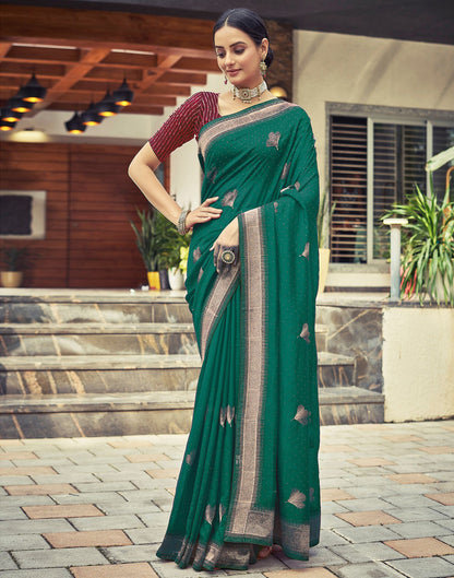 Rama Green Plain Silk Saree