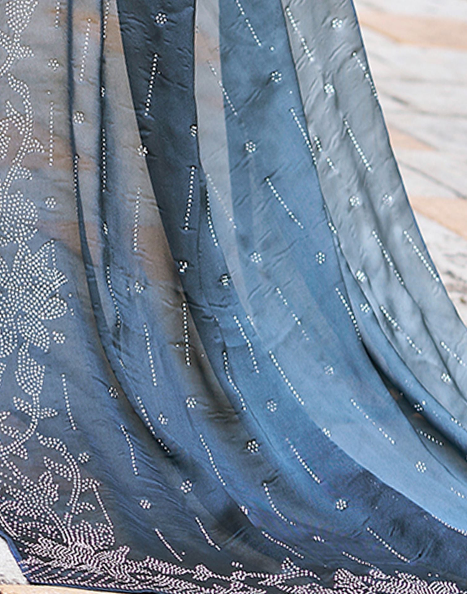 Grey Plain Georgette Saree