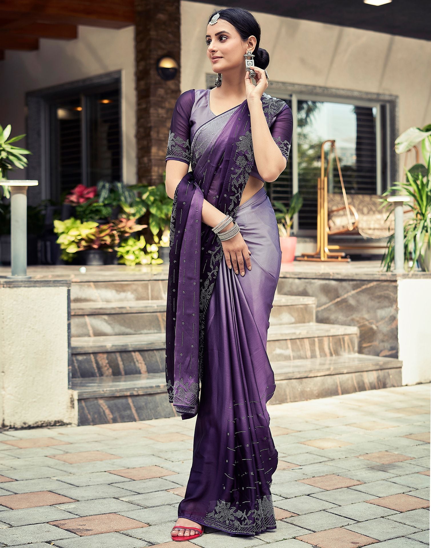 UPPADA SILK PLAIN PURPLE COLOUR SAREE – pochampallysarees.com