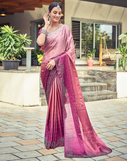 Pink Plain Georgette Saree