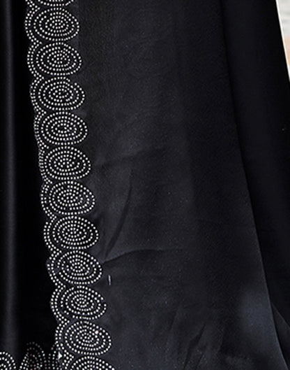 Black Plain Silk Saree