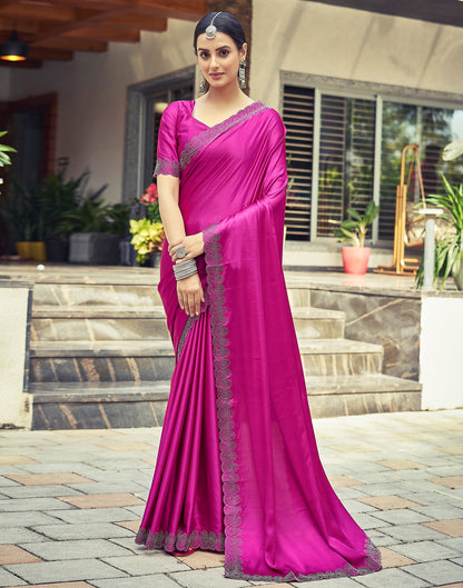 Pink Plain Silk Saree