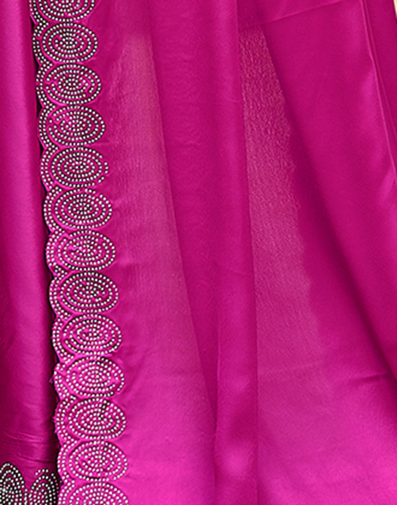 Pink Plain Silk Saree