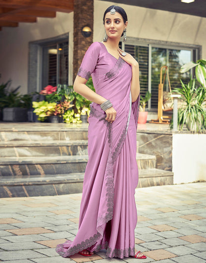 Light Pink Plain Silk Saree