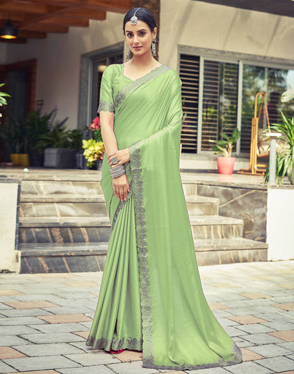 Light Green Plain Silk Saree