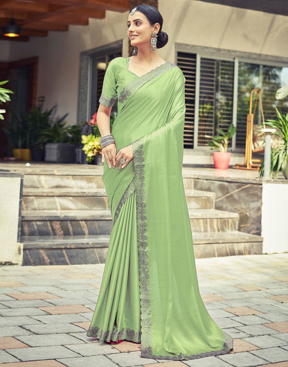 Light Green Plain Silk Saree