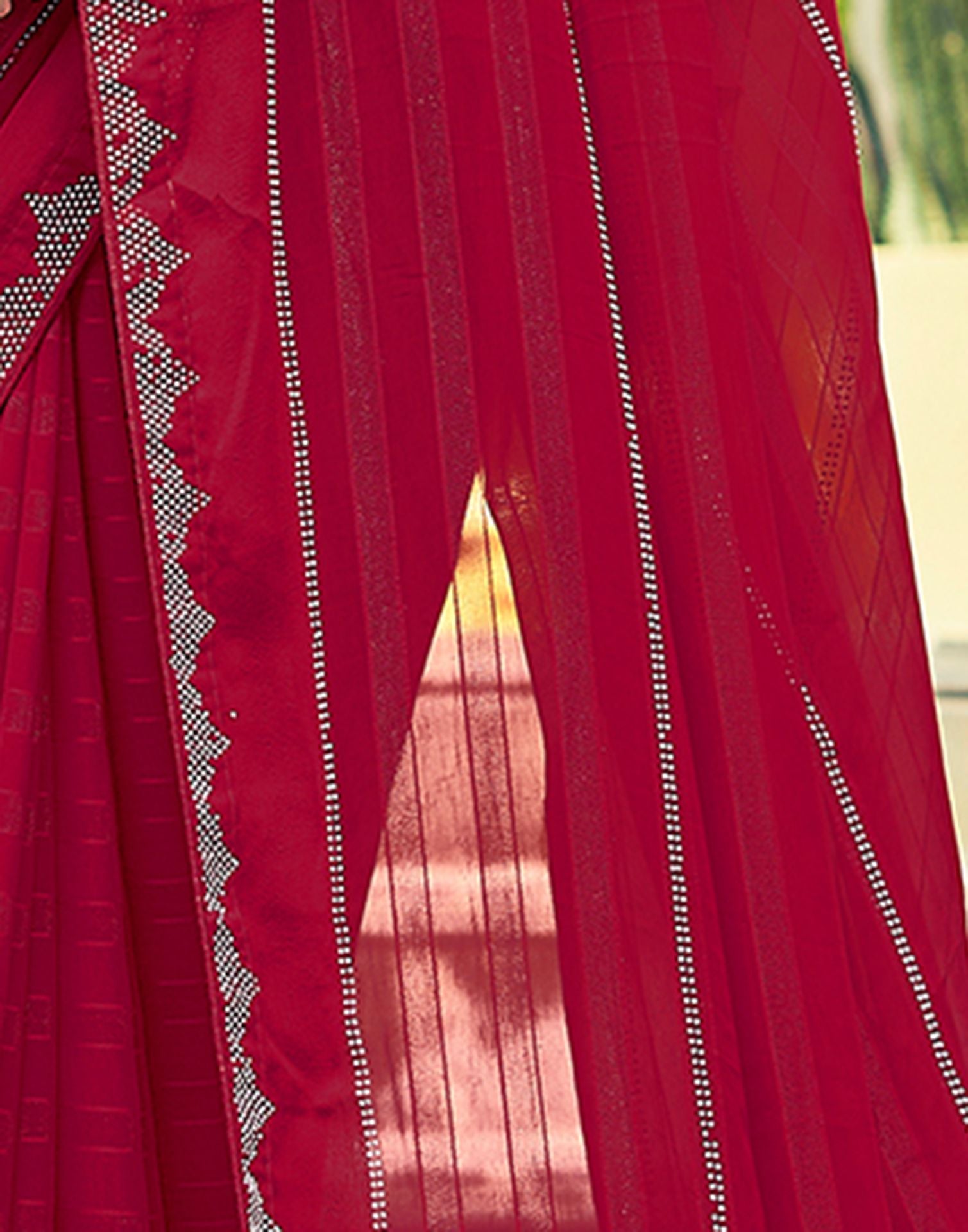 Red Plain Georgette Saree