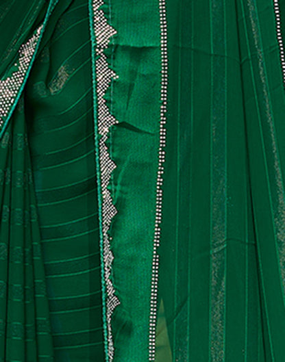 Dark Green Plain Georgette Saree