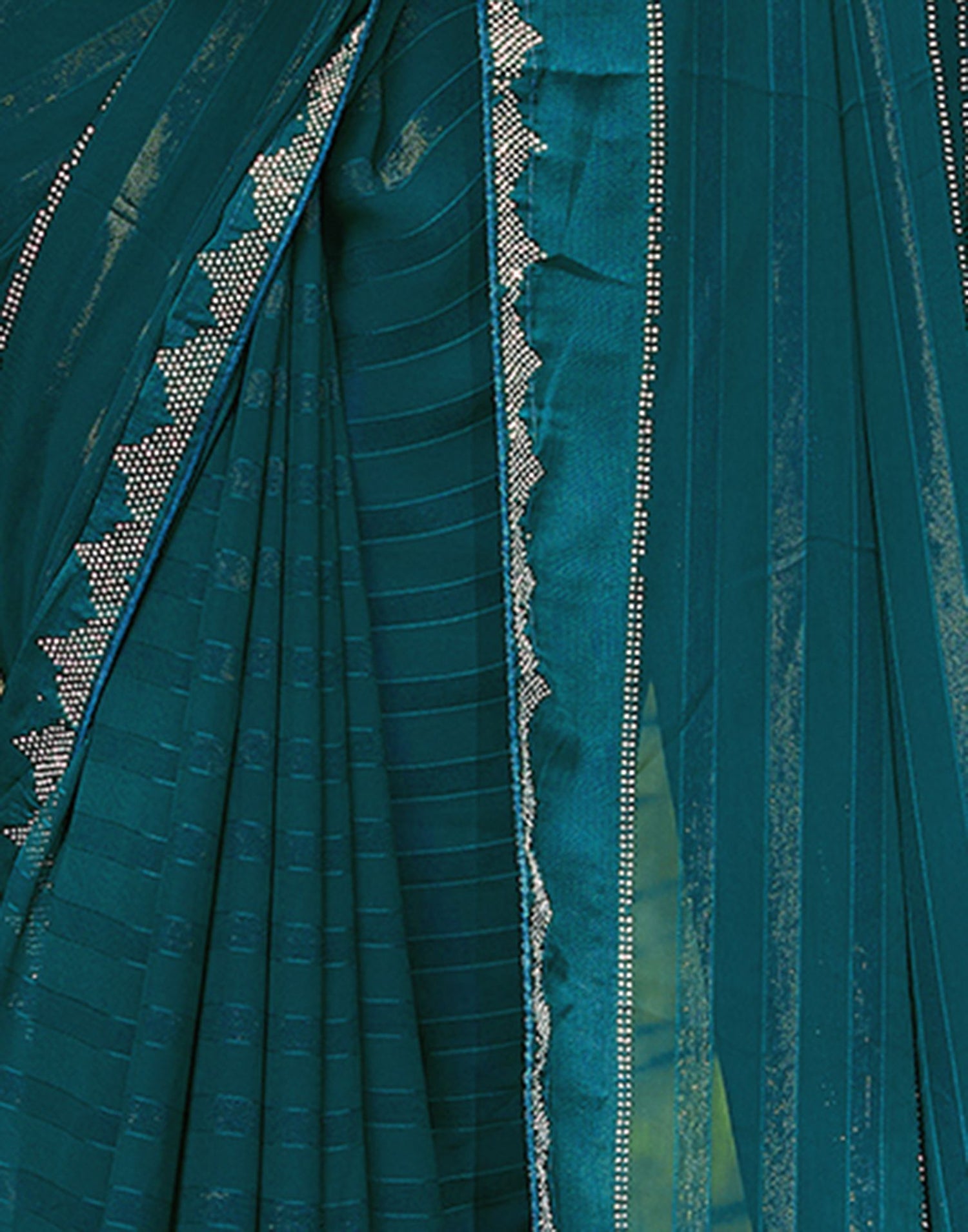 Dark Sea Blue Plain Georgette Saree