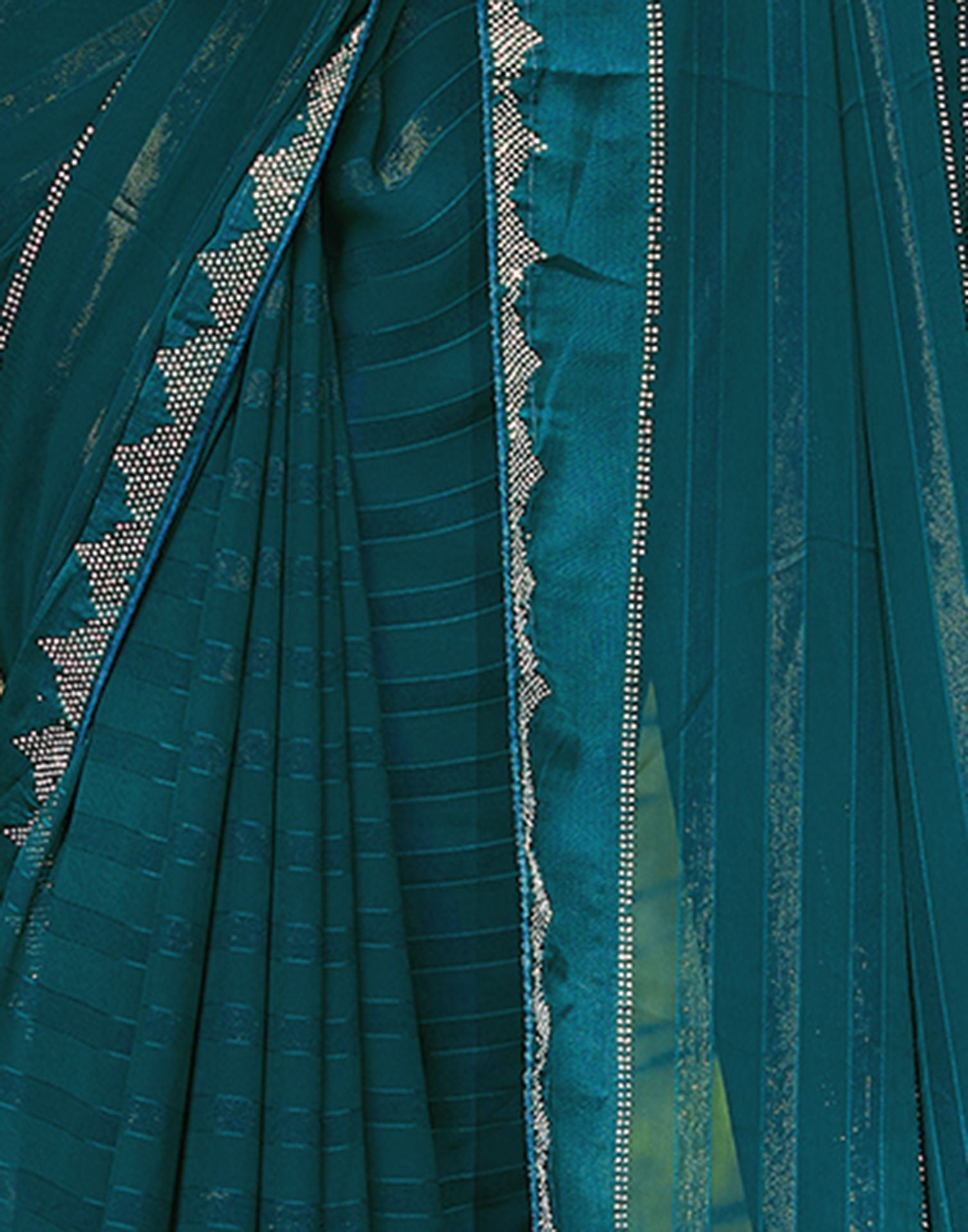 Dark Sea Blue Plain Georgette Saree