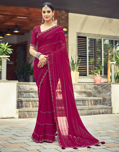 Pink Plain Georgette Saree