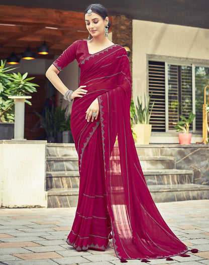 Pink Plain Georgette Saree