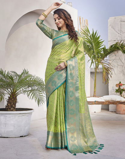 Green Jacquard Organza Saree